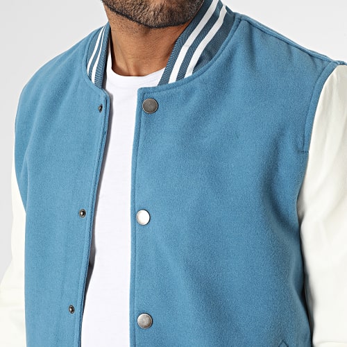 Veste Teddy QQ675 Bleu Clair Blanc