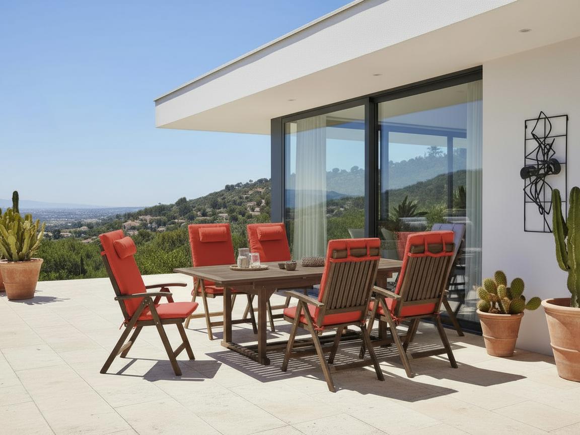 Set van 6 rug/zitkussens JAVA/AMANTEA PREMIUM 50 x 70 cm Rood