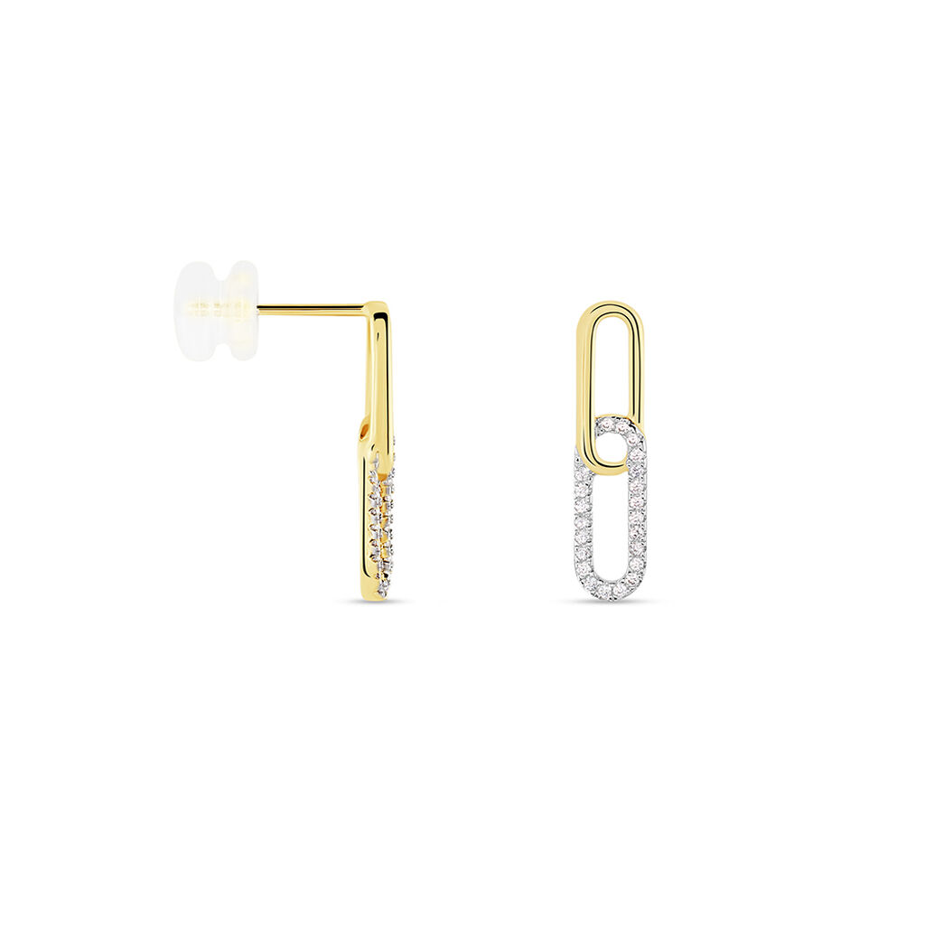 Boucles D'oreilles Pendantes Graphic Lines Or Jaune Oxyde De Zirconium