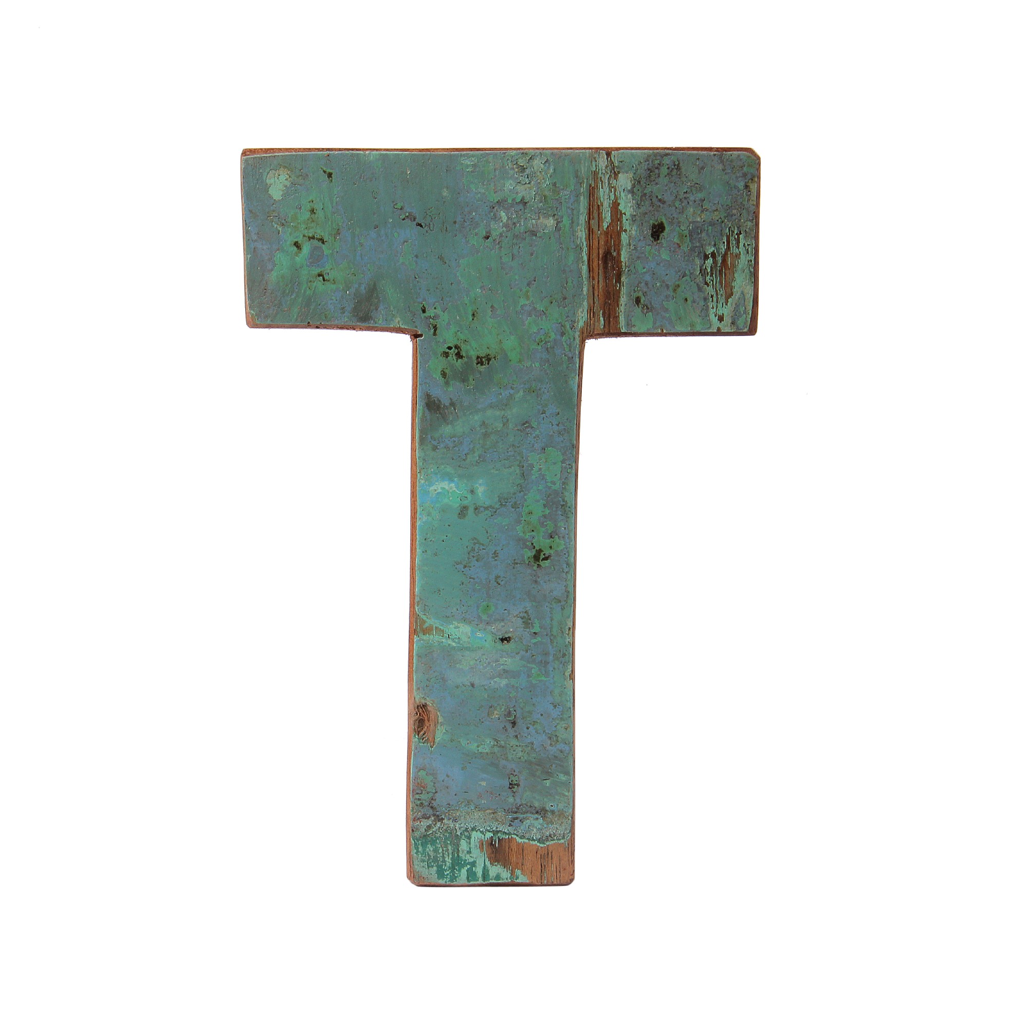 Holzbuchstabe 'T', mehrfarbig, T 2,5 cm, B 13 cm, H 19 cm von fischer's lagerhaus