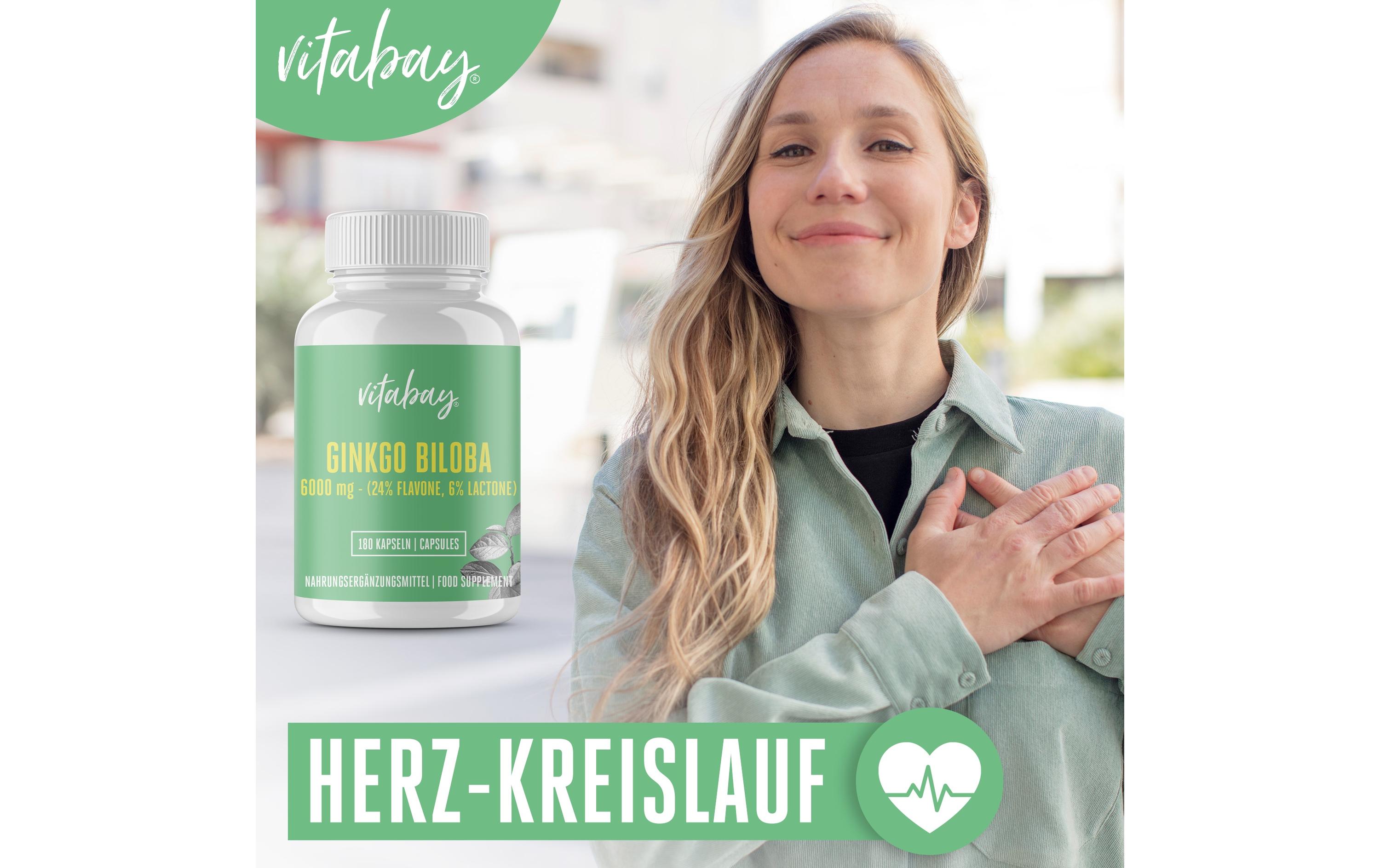 Ginkgo Biloba vegan 180 KapselnVeganes Nahrungsergänzungsmittel mit Ginkgo Biloba Pflanzenextrakt