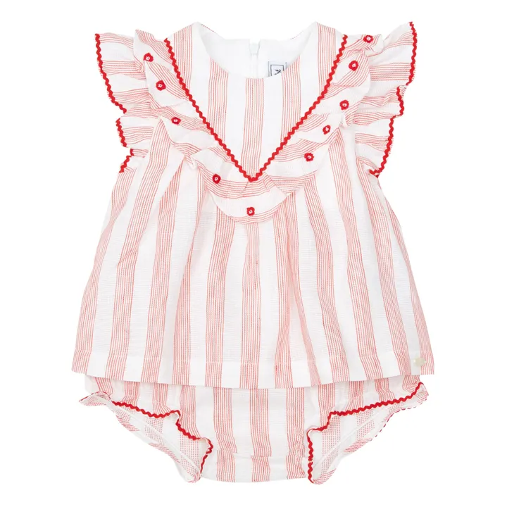 Tartine et Chocolat Ensemble Blouse + Bloomer Rayé | Ecru