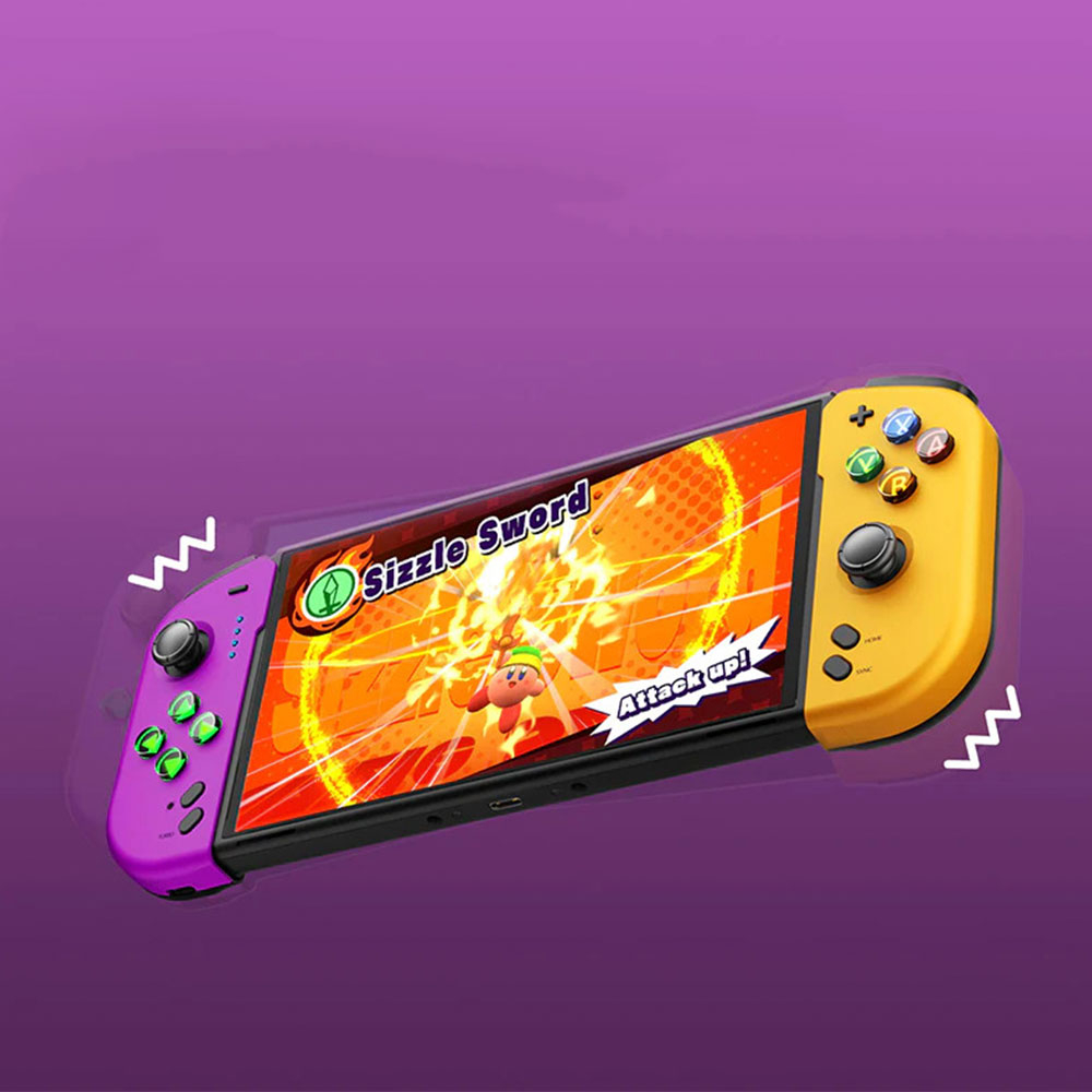 Nintendo Switch / OLED Joycon Joypad Gamepad Controller mit Turbofunktion und RGB LED (STK-7046 / VG-M011) - Lila / Orange