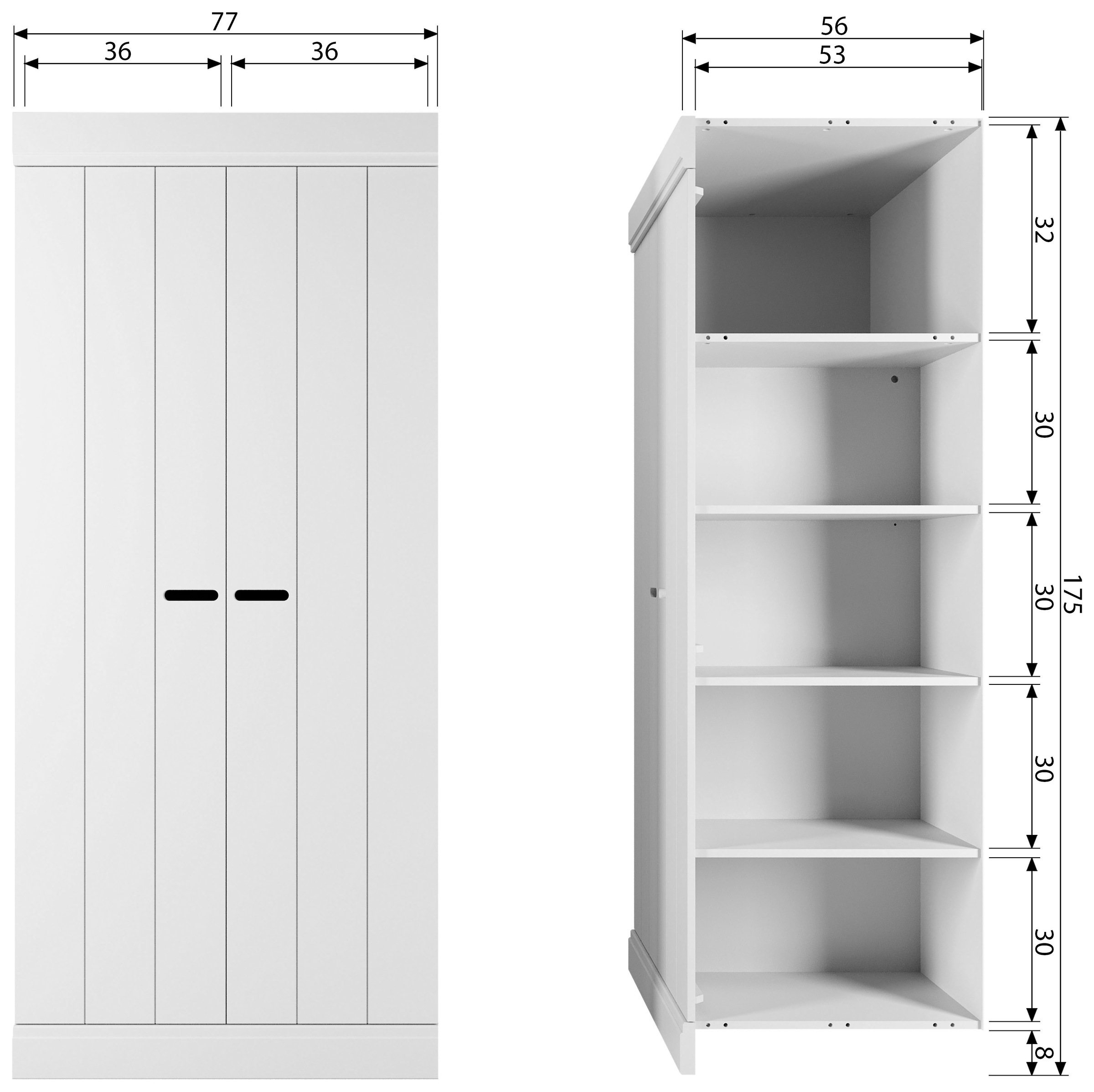 WOOOD Garderobenschrank »Connect« mit zwei Türen, aus Kiefer, Breite 77 cm
