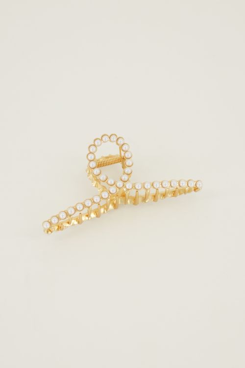 Goudkleurige haarclip met parels
