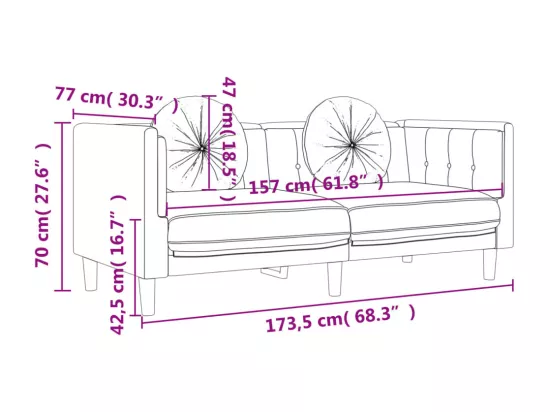 Ensemble de canapés 3 pcs avec coussins gris foncé velours