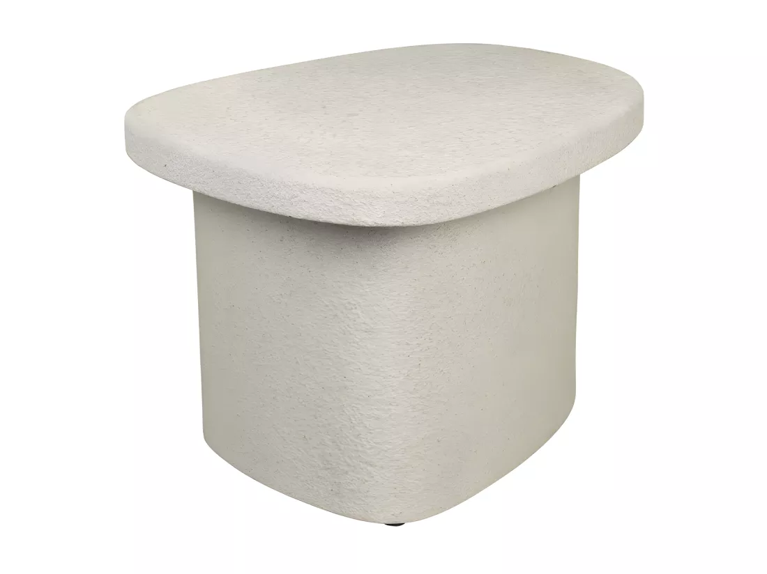Veda - Table d'appoint organique en marbre recyclé H35cm - Ecru