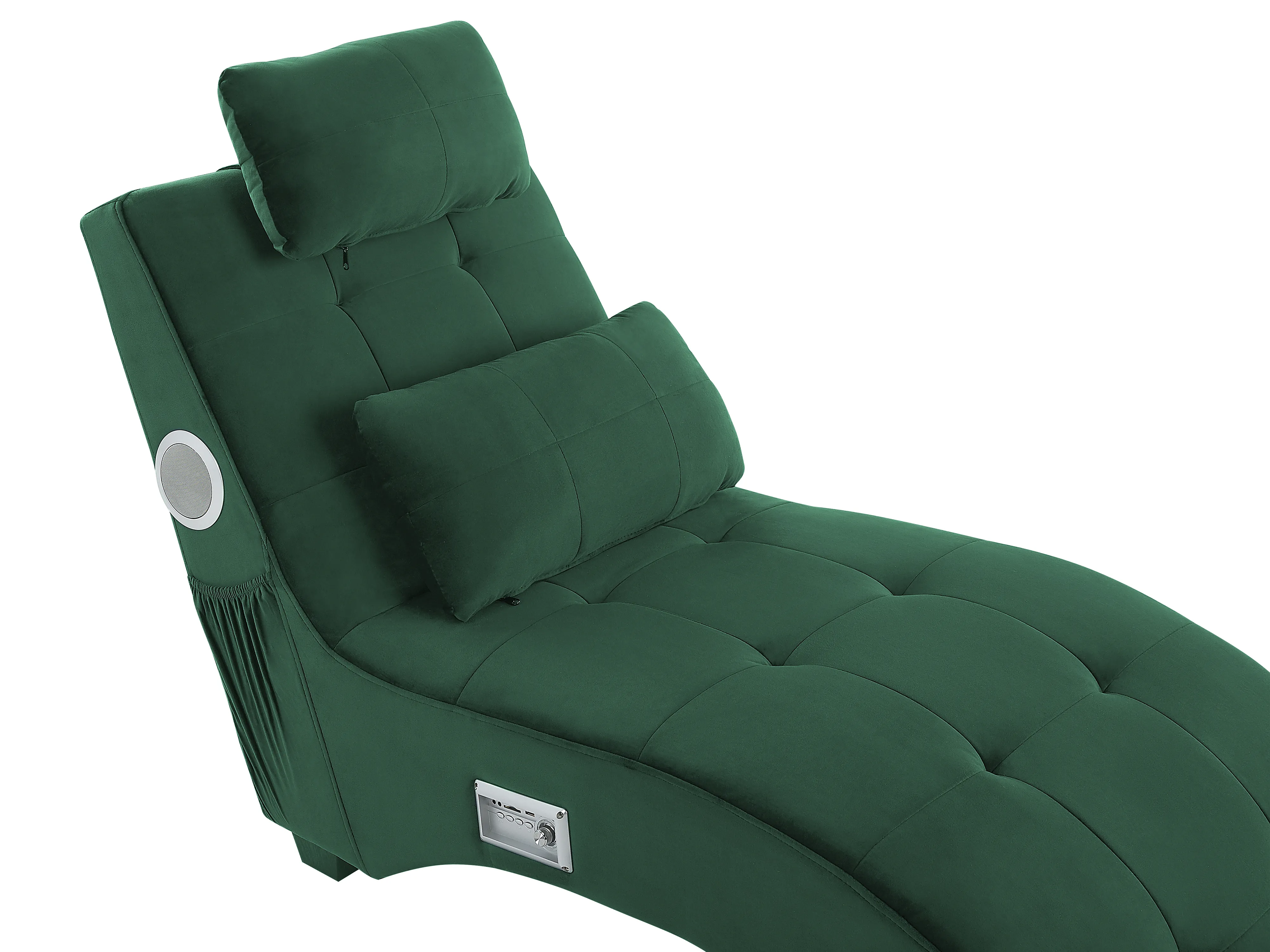 Chaise longue SIMORRE Fluweel Smaragdgroen met ingebouwde Bluetooth speaker