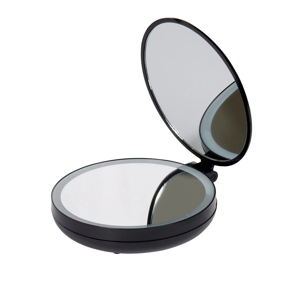 Miroir double rétractable sur pied rond noir LED