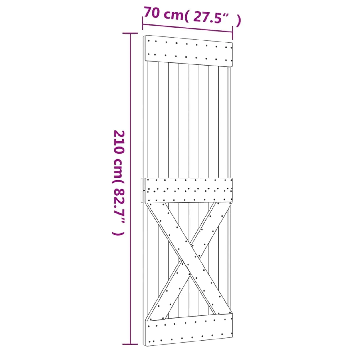 vidaXL Porte coulissante pin massif 80x210 cm