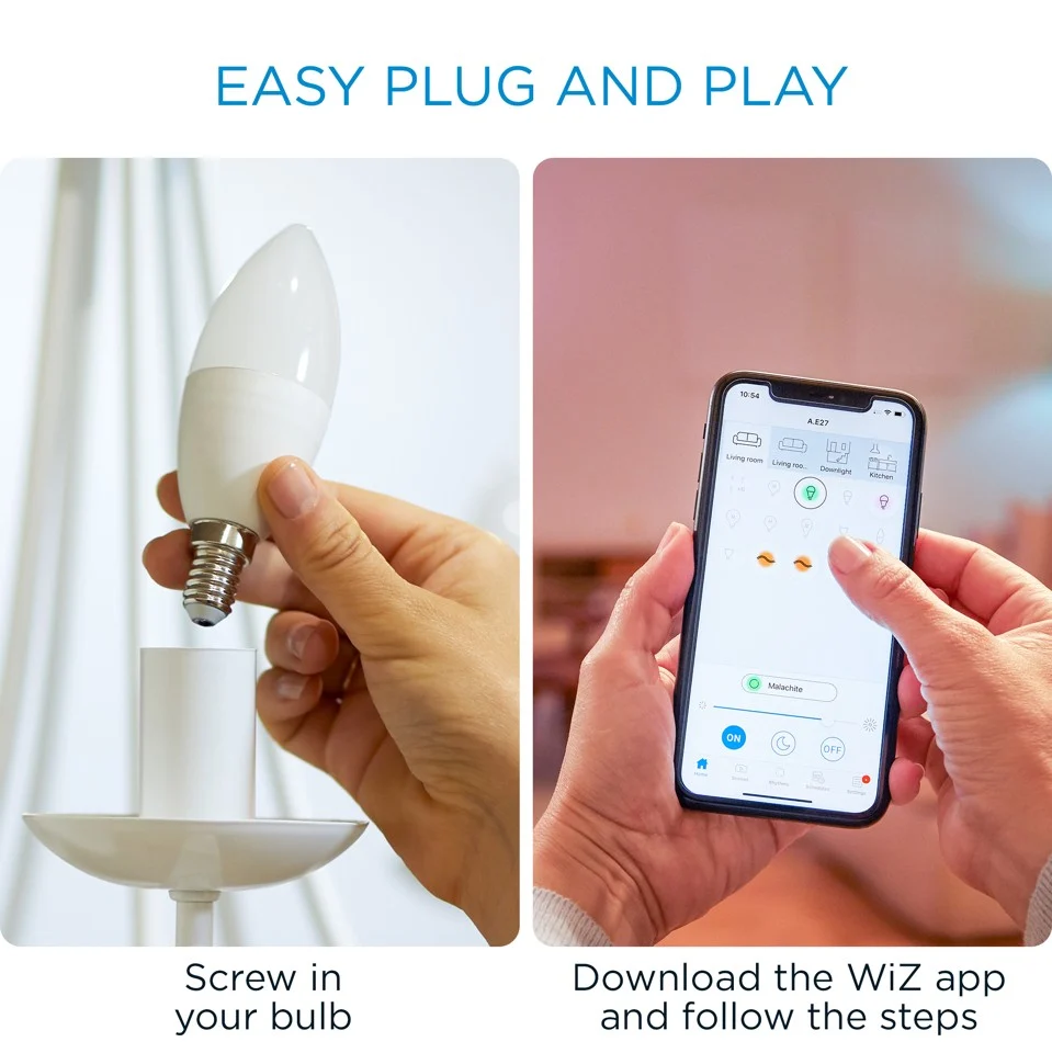 WiZ - C37 Candle E14 Tunable White til Smarte Hjem
