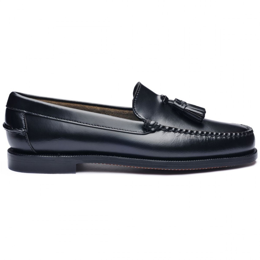 CLASSIC WILL Noir MOCASSIN-Mocassin à glands femme en cuir pleine fleur coloris noir