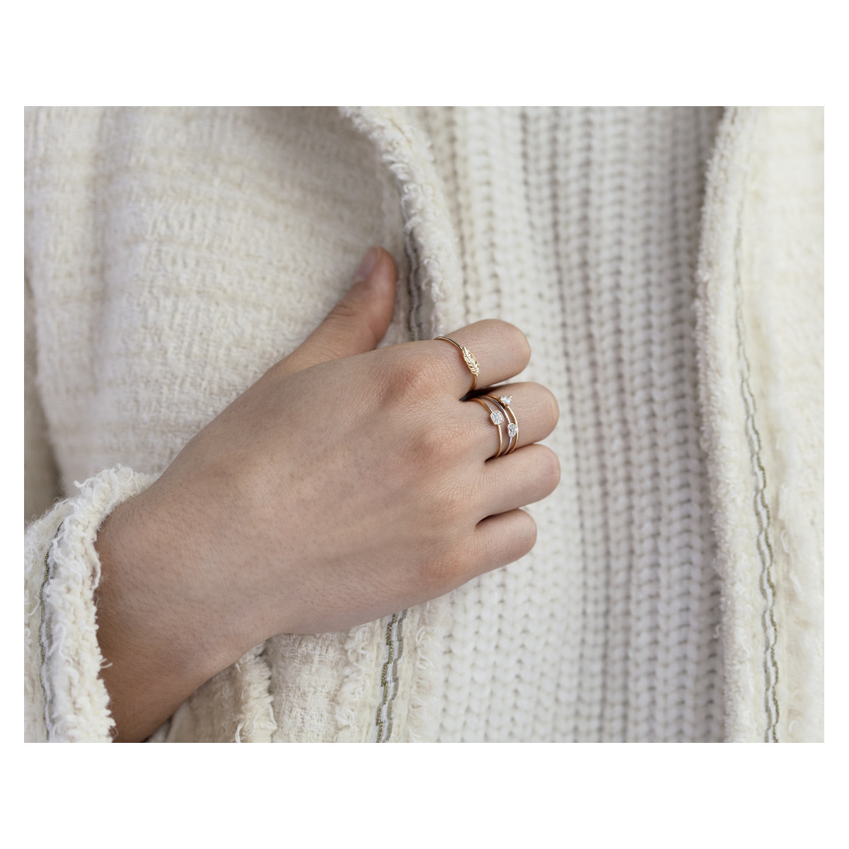 Bague or 375 blanc coeur diamants
