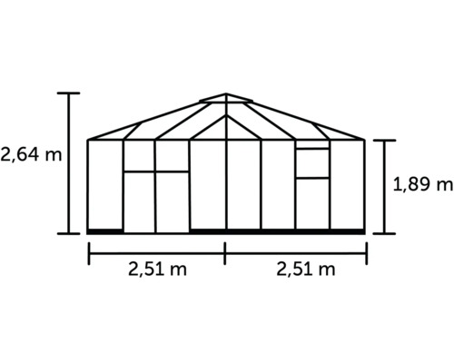 Kas Halls Qube Square 6,3 m² Veiligheidsglas 3 mm 251 x 251 cm zwart