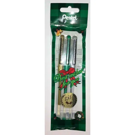 Pentel Gelstifte 3er Set gold silber und metallic grün