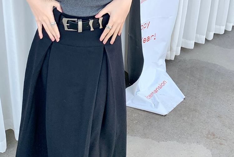 satierra - Hoge taille geplooide maxi A-lijn rok