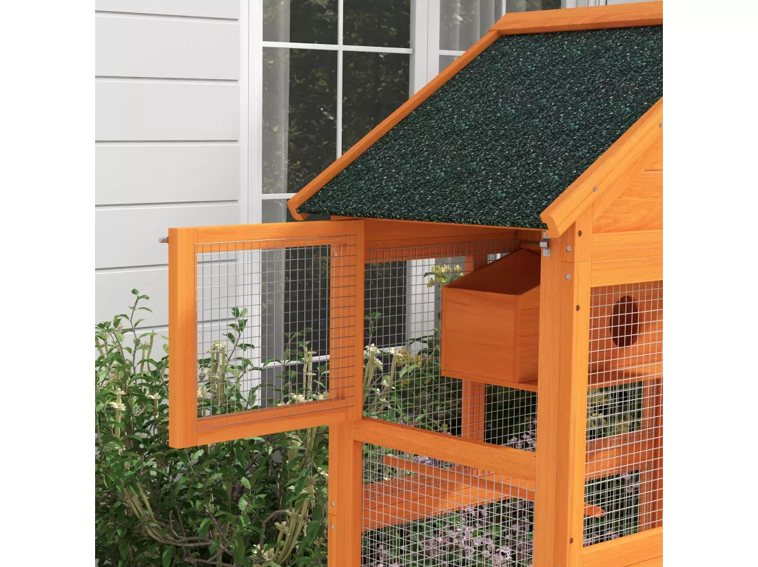 Cage à oiseaux volière grande taille 2 portes trappe toit asphalte tiroir amovible bois pré-huilé
