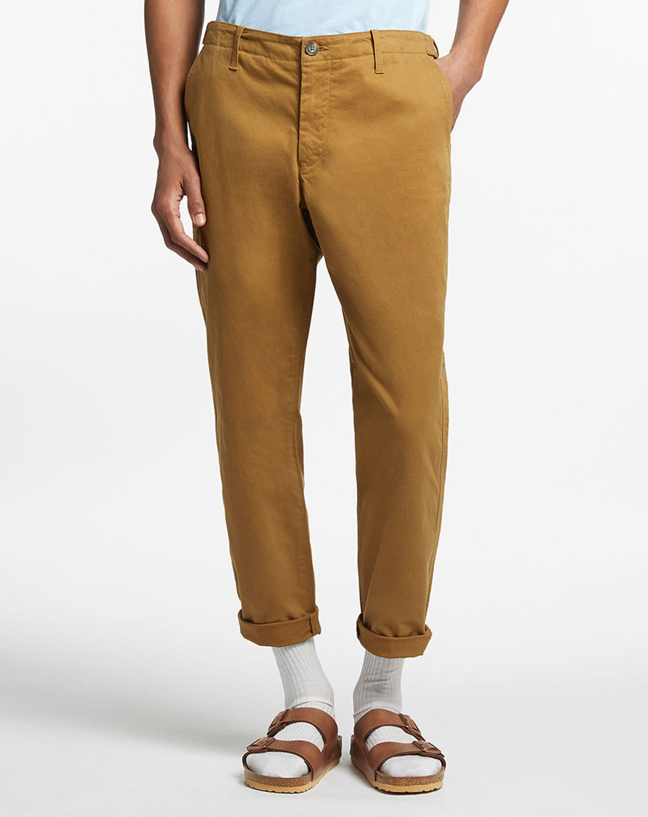 Galeries Lafayette Pantalon chino Cropped Bedford marron kaki