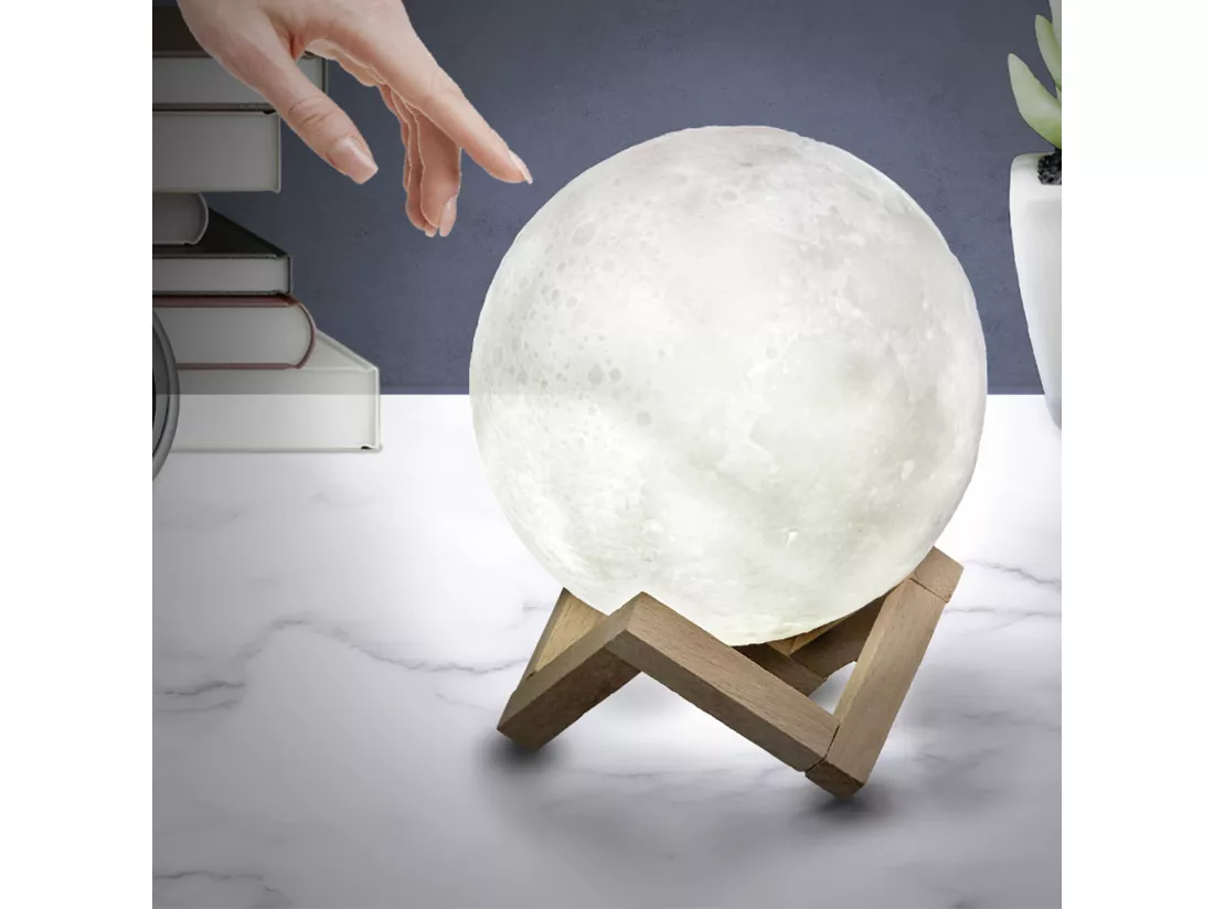 Lampe Tactile Lune Ronde 3d D15cm