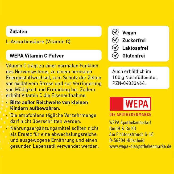 Wepa Vitamin C Pulver Dose, 100 g