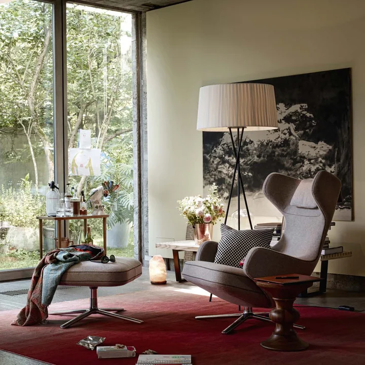 Vitra - Grand Repos Sessel, Cosy 2 hellgrau (01 kieselgrau), Aluminium poliert (Filzgleiter)