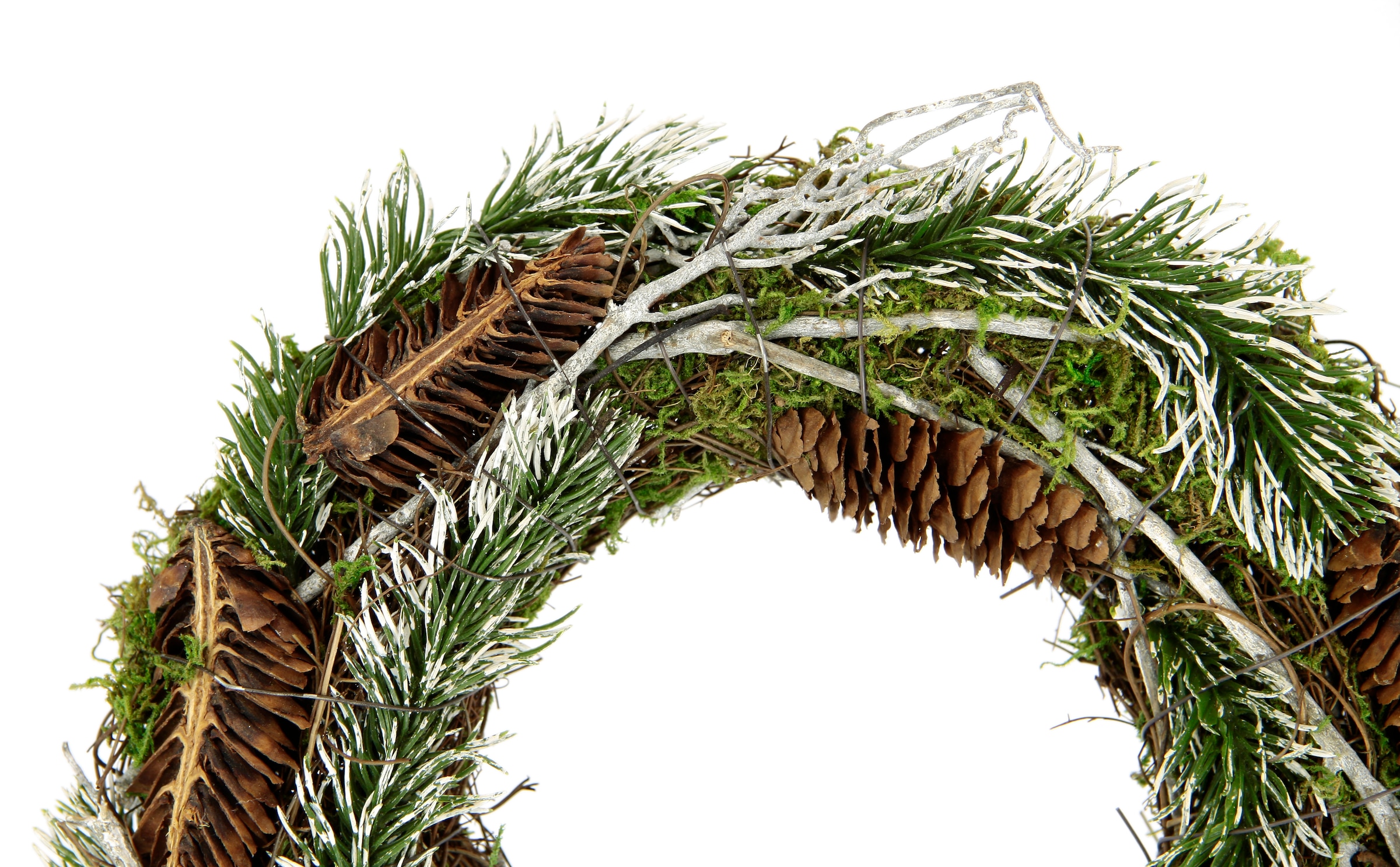 I.GE.A. Kunstkranz »Natur-Kranz Tannenzweige/Zapfen/Reisig« Weihnachtskranz Dekokranz Kranz Adventskranz Türkranz Weihnachtsdeko