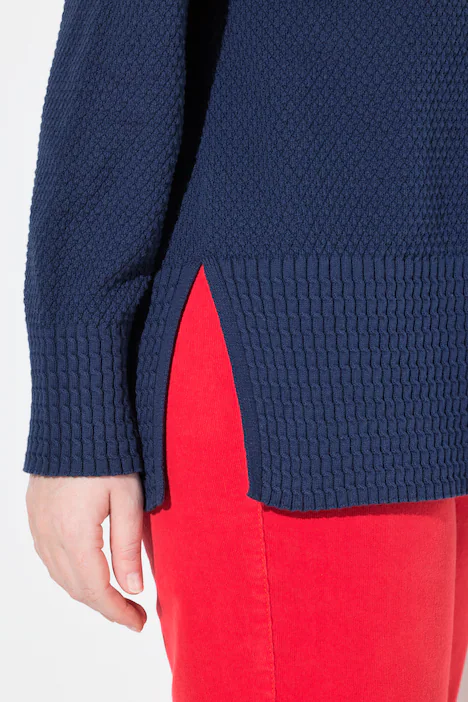 Strick-Troyer, Stehkragen, Zipper, Langarm, marine