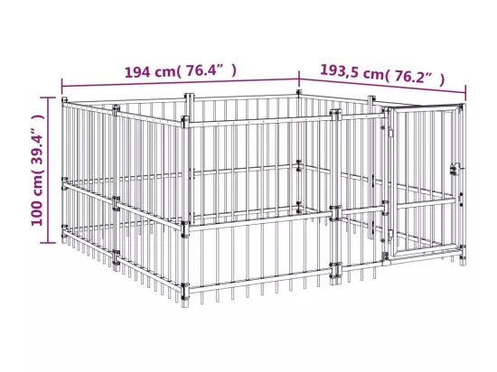 Chenil cage enclos pac noire 194 x 193.5 x 100 cm 02_0041832