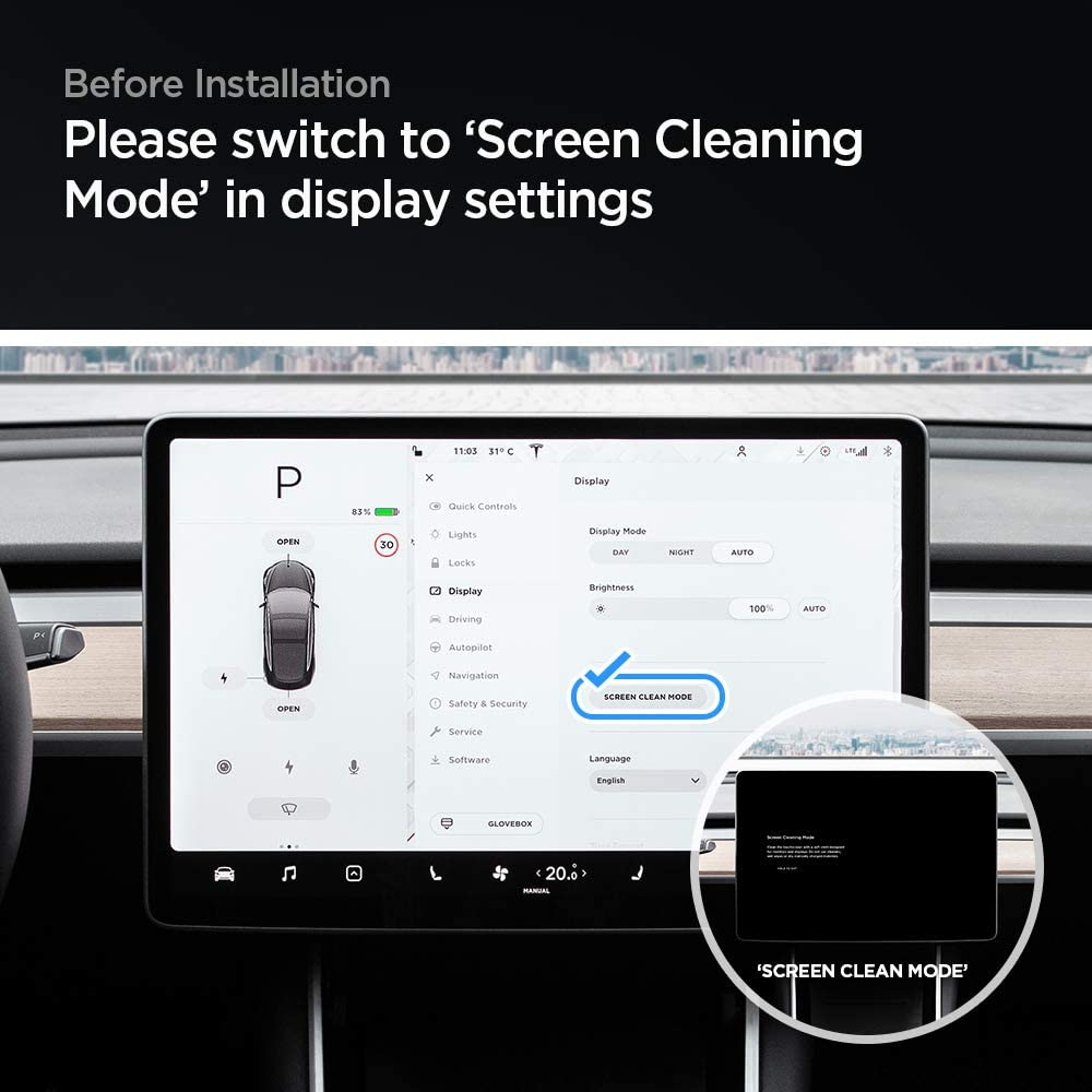 Tesla Model Y / Model 3 Glas Tr EZ Fit Panzer Glas Case Friendly   Montagerahmen (AGL01086)