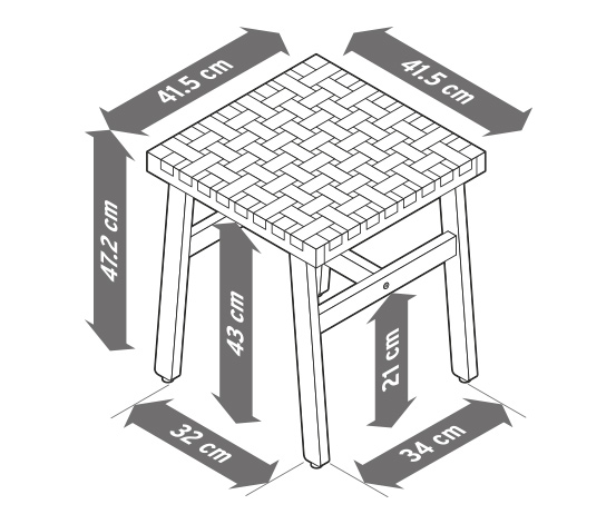 Hocker mit Geflecht