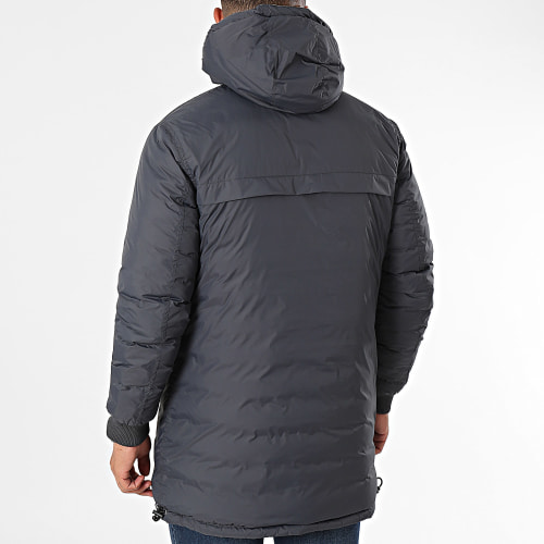 Doudoune Capuche Réversible Longue Riverso Gris Anthracite Blanc