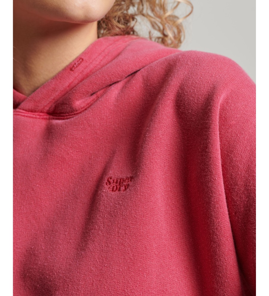 Moletom cropped com efeito lavado rosa da Superdry