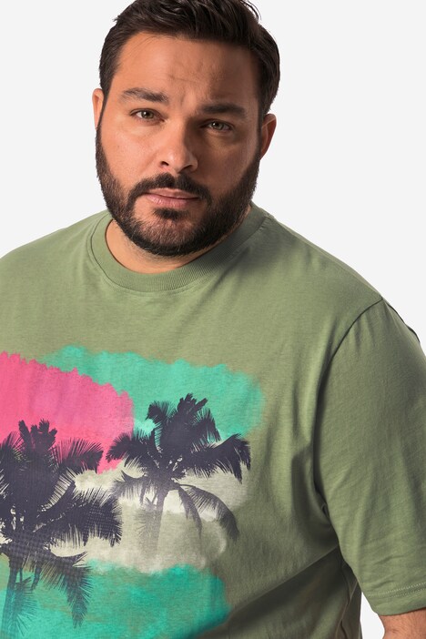 Men+ T-Shirt Bauchfit, Halbarm, großer Print, bis 84/86