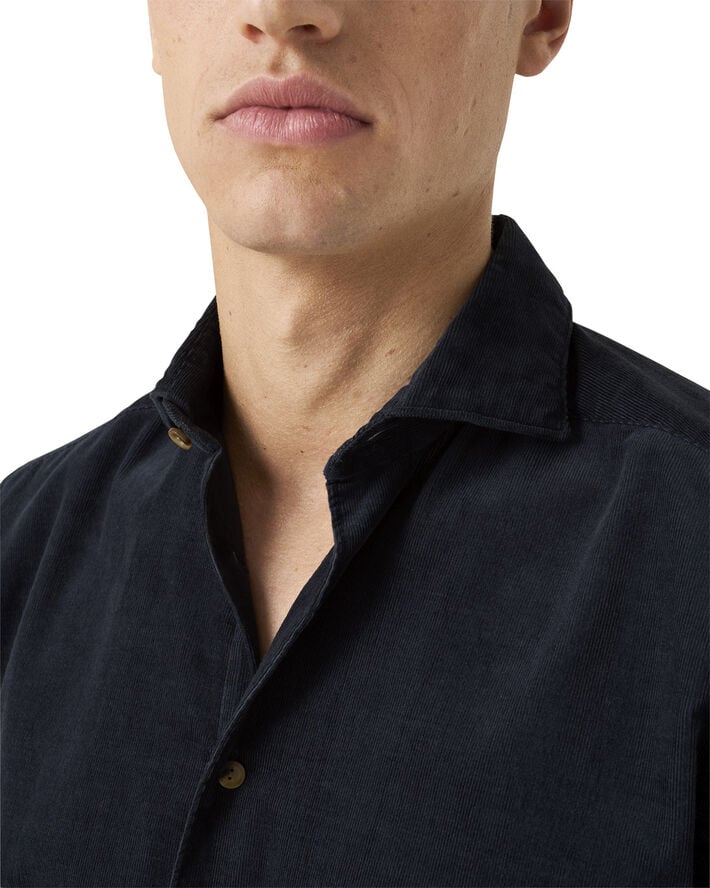 ETON Contemporary Fit Navy Blue Fine Whale Coruroy Shirt Blå