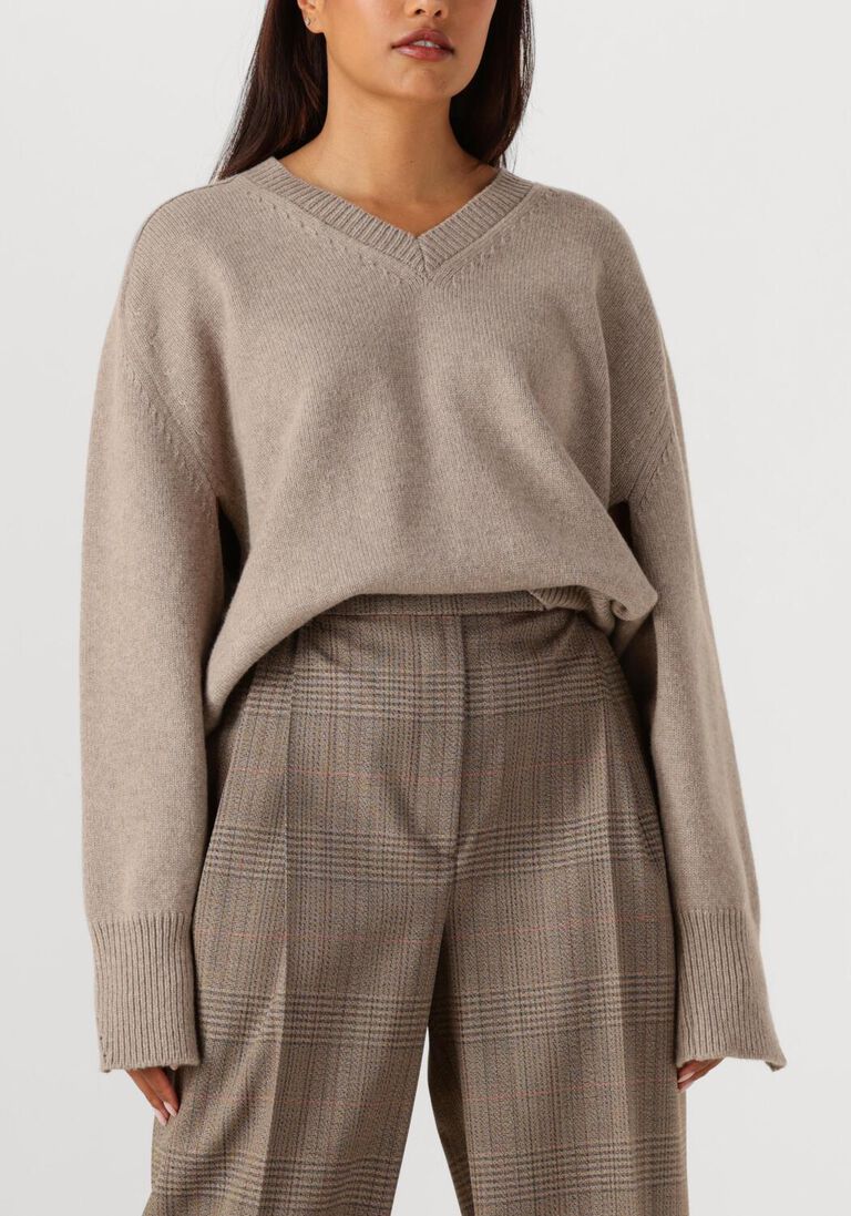 taupe rohe trui cape v neck wrap jumper