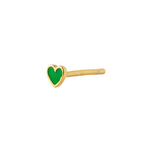 Stine A Petit Love Heart Ørering, Guld/Grøn