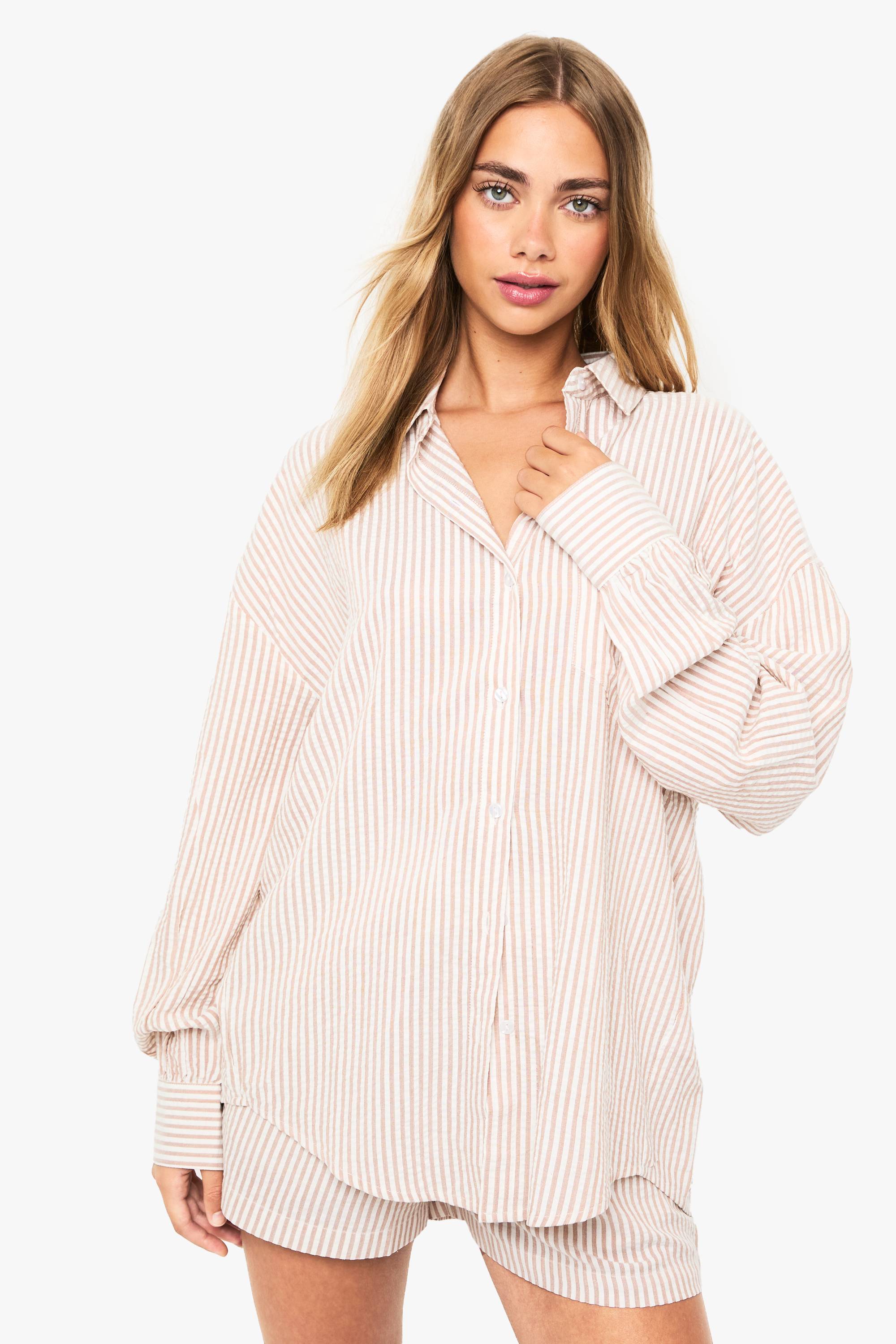 boohoo Chemise décontractée à rayures texturées