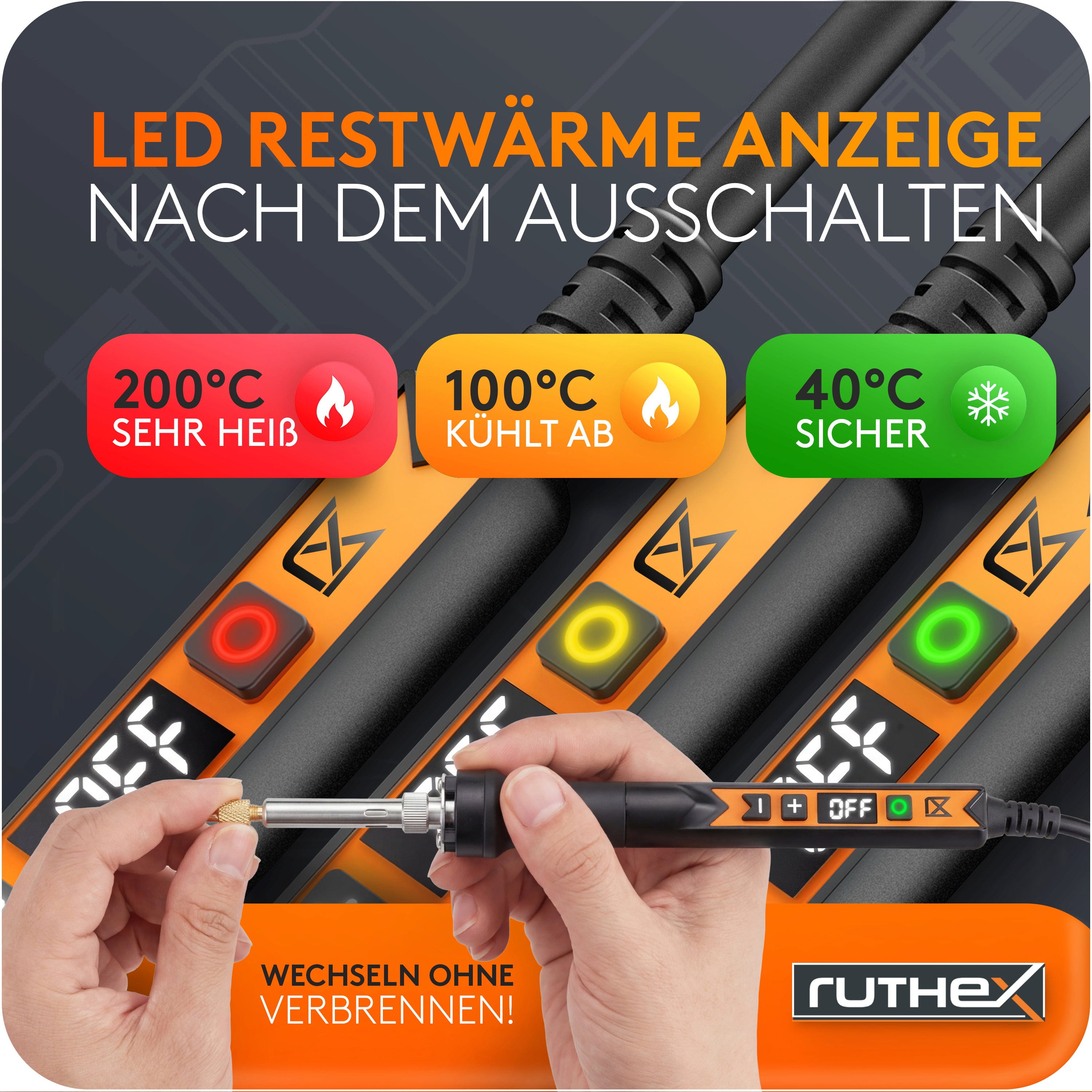 ruthex  900M Lötkolben    Elektrischer Lötkolben mit LED Display