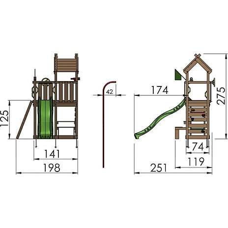 Jungle Gym Teepee legetårn komplet inkl. gul rutsjebane
