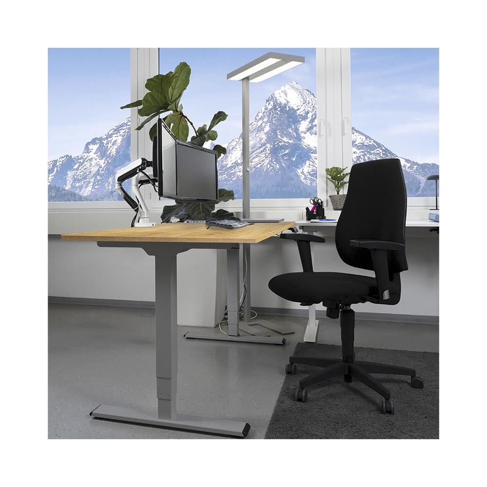 CONTINI höhenverstellbarer Bürotisch 1.4x0.8m Eiche / Gestell ET225E dunkelgrau