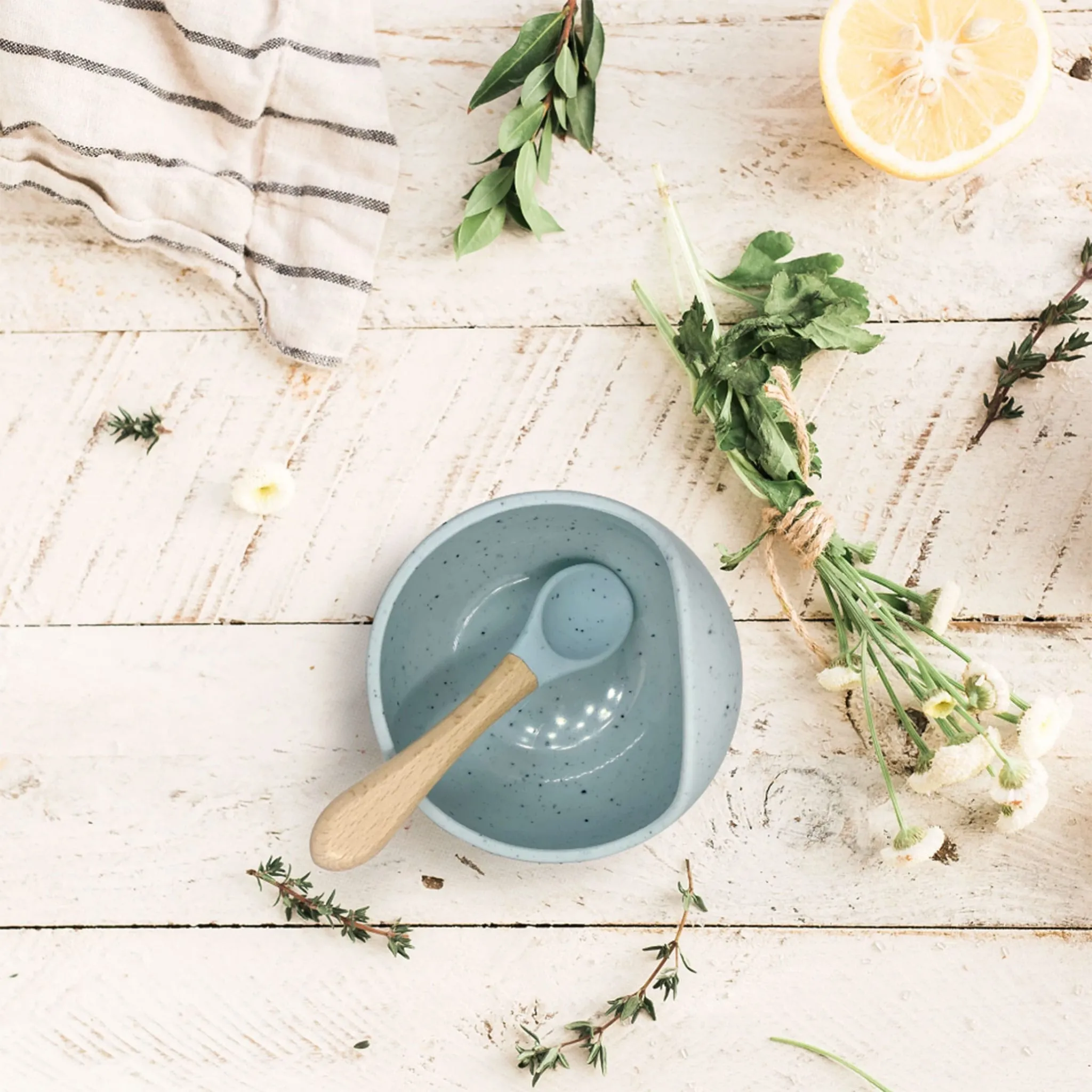 Kushies Cuillère et Bol en Silicone Siliscoop - Aqua