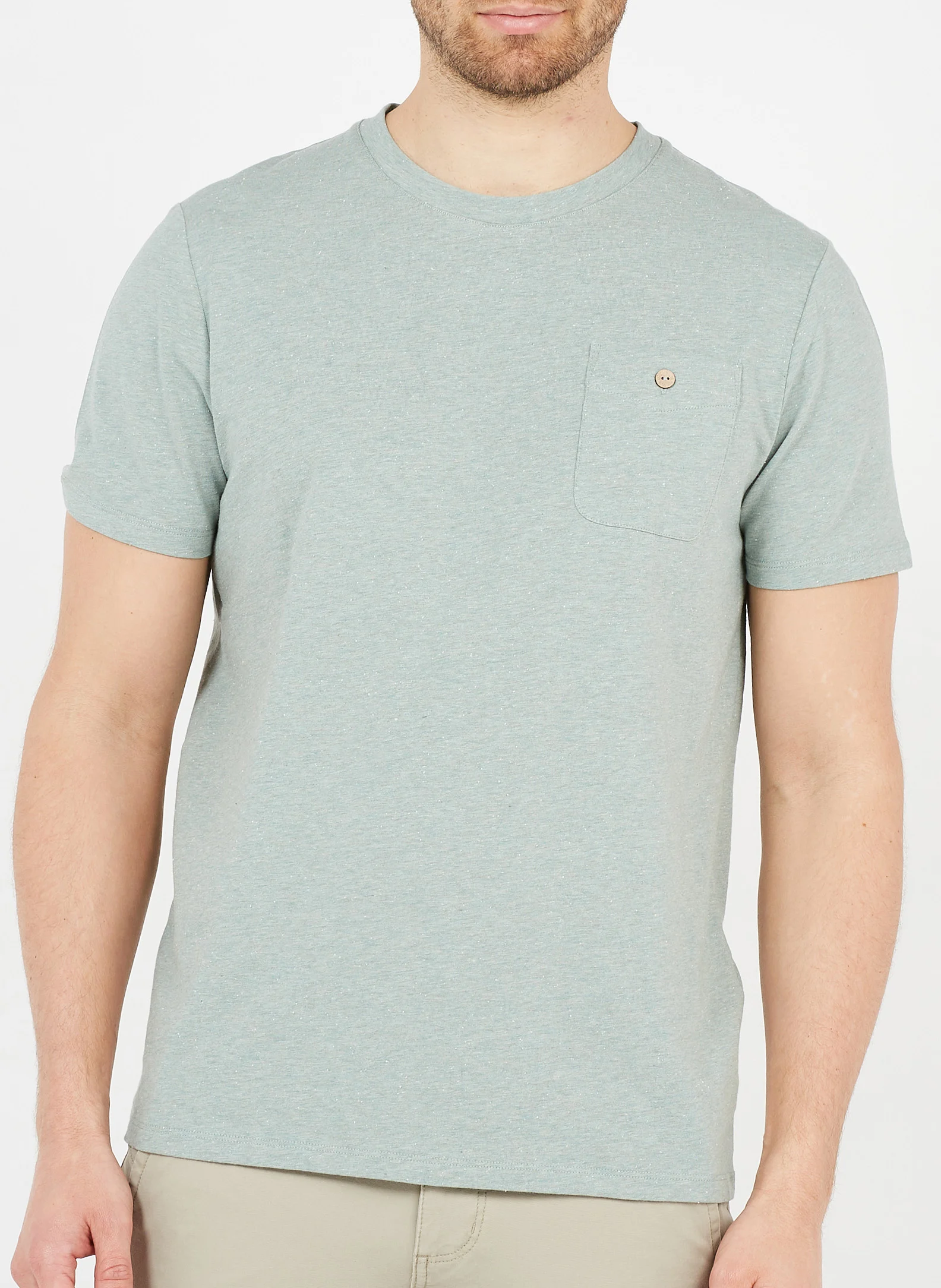 OLONNE - Tee-shirt col rond slim fit en coton | Vert