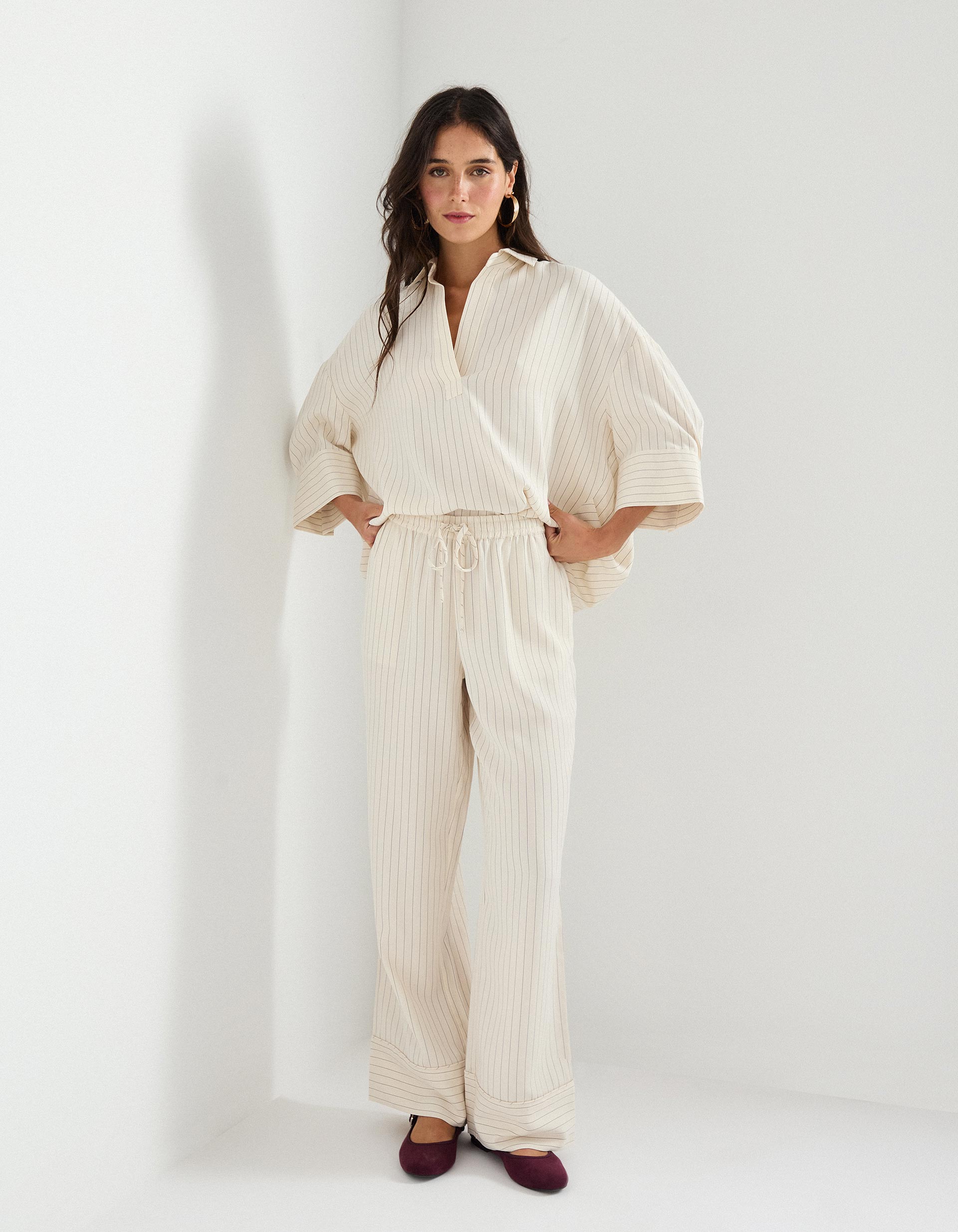 Blusa Liocel de Riscas, Mulher, Bege