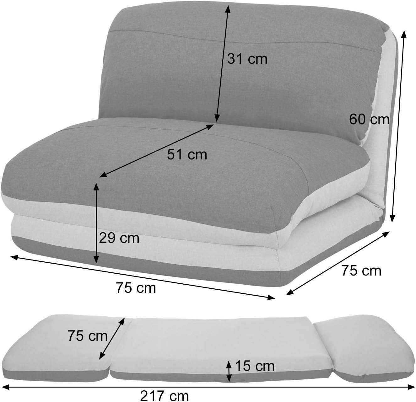 Mendler Schlafsessel HWC-E68, Schlafsofa Funktionssessel Klappsessel Relaxsessel, Stoff/Textil - grün