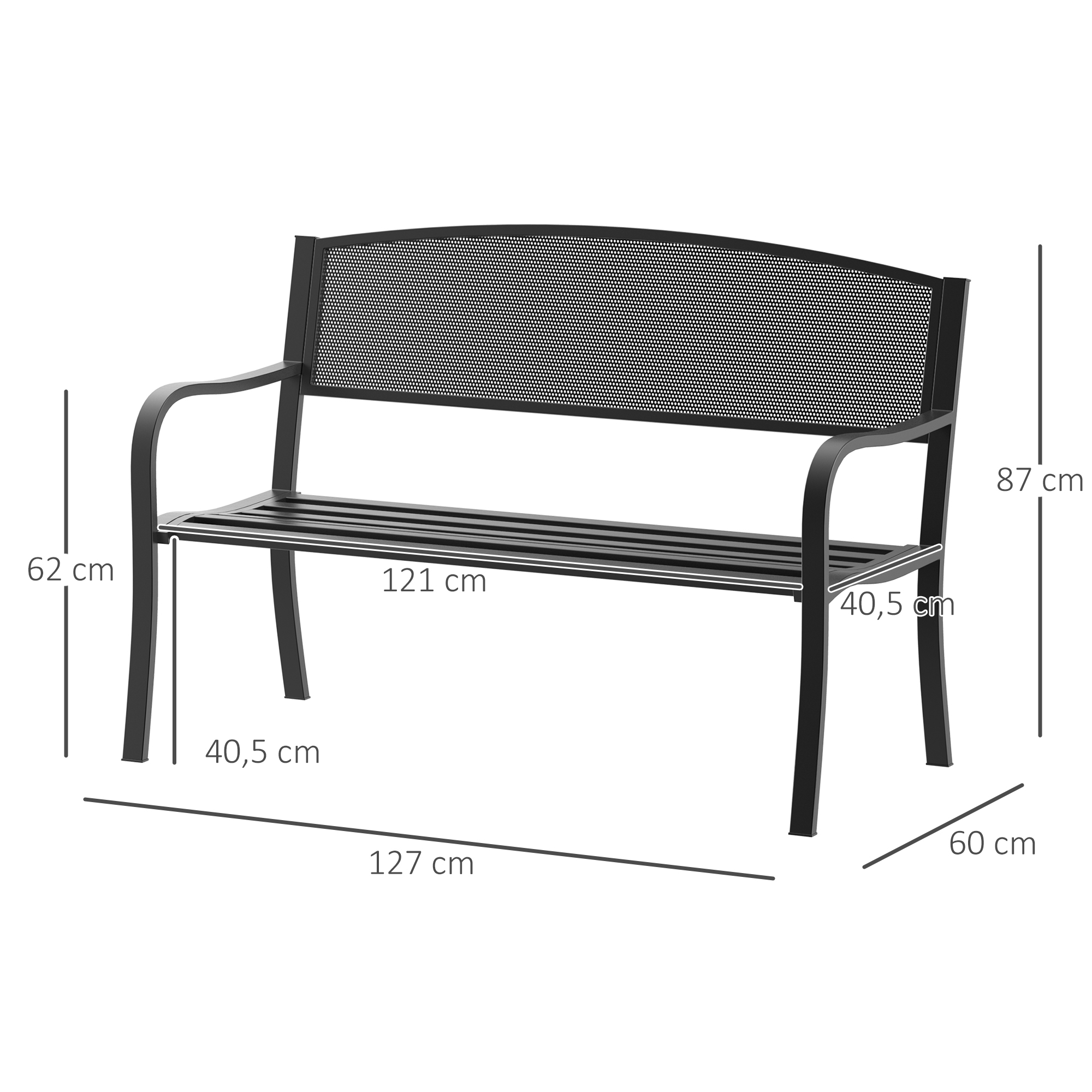 Banco de jardim preto Outsunny