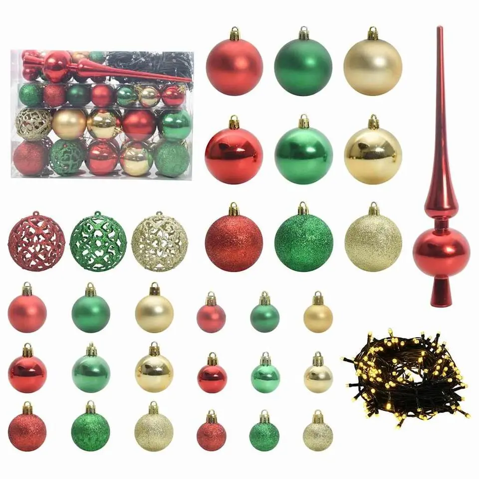 vidaXL - 61-delige Kerstballenset met 150 LED - Multikleur - Kunststof