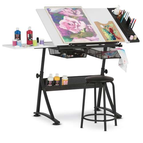 Studio Design Fusion Craft Zeichentisch inkl. Hocker, weiße Arbeitsfläche
