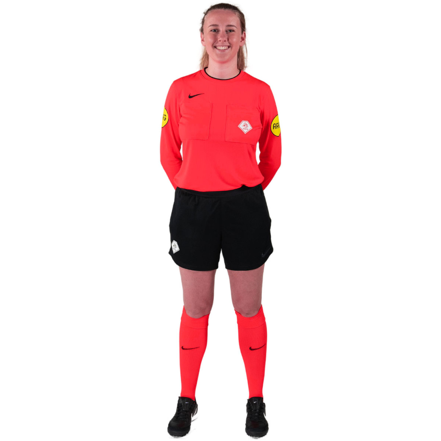 Nike KNVB Scheidsrechterstenue Lange Mouwen 2024-2026 Dames Felrood Zwart
