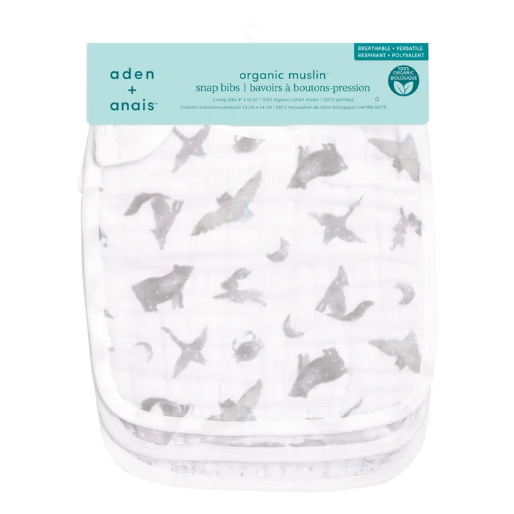 aden + anais Bavoirs Map The Stars - Set de 3 | Gris clair
