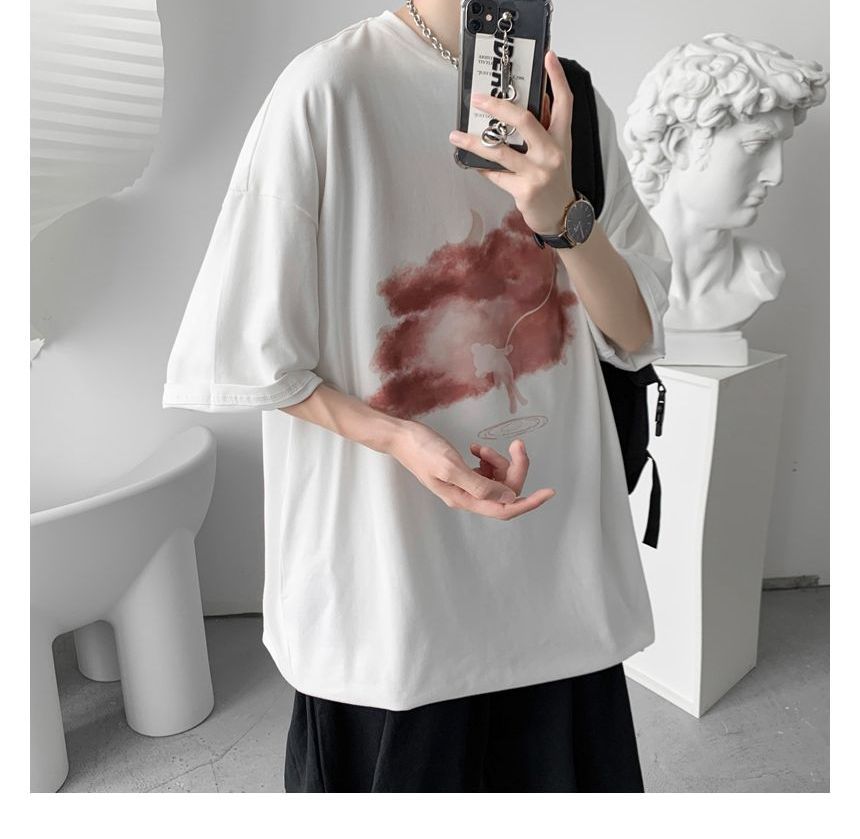 Wewewow - T-shirt met ronde hals en elleboogmouwen